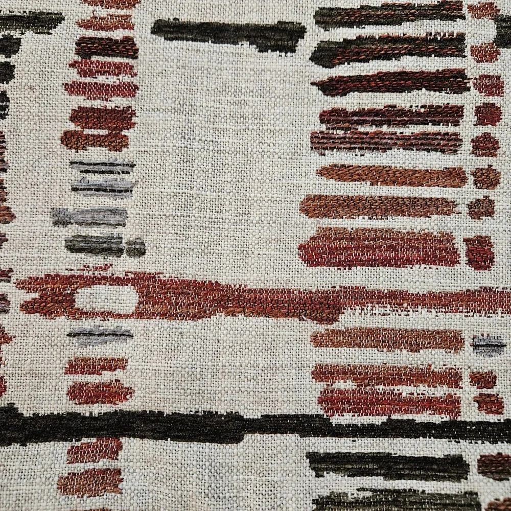 Upholstery Throw‎ Pillow Cover 23x23 Cream Brown Abstract Woven Geometric Earthy